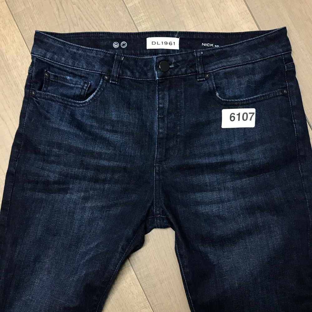 DL1961 Jeans Mens Size 34 X‎ 32 Actual 34X28 Dark Blue Nick Slim Bayou Preppy - Picture 13 of 13